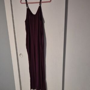 NWOT Deep Plum Spaghetti-Strap Jumpsuit
